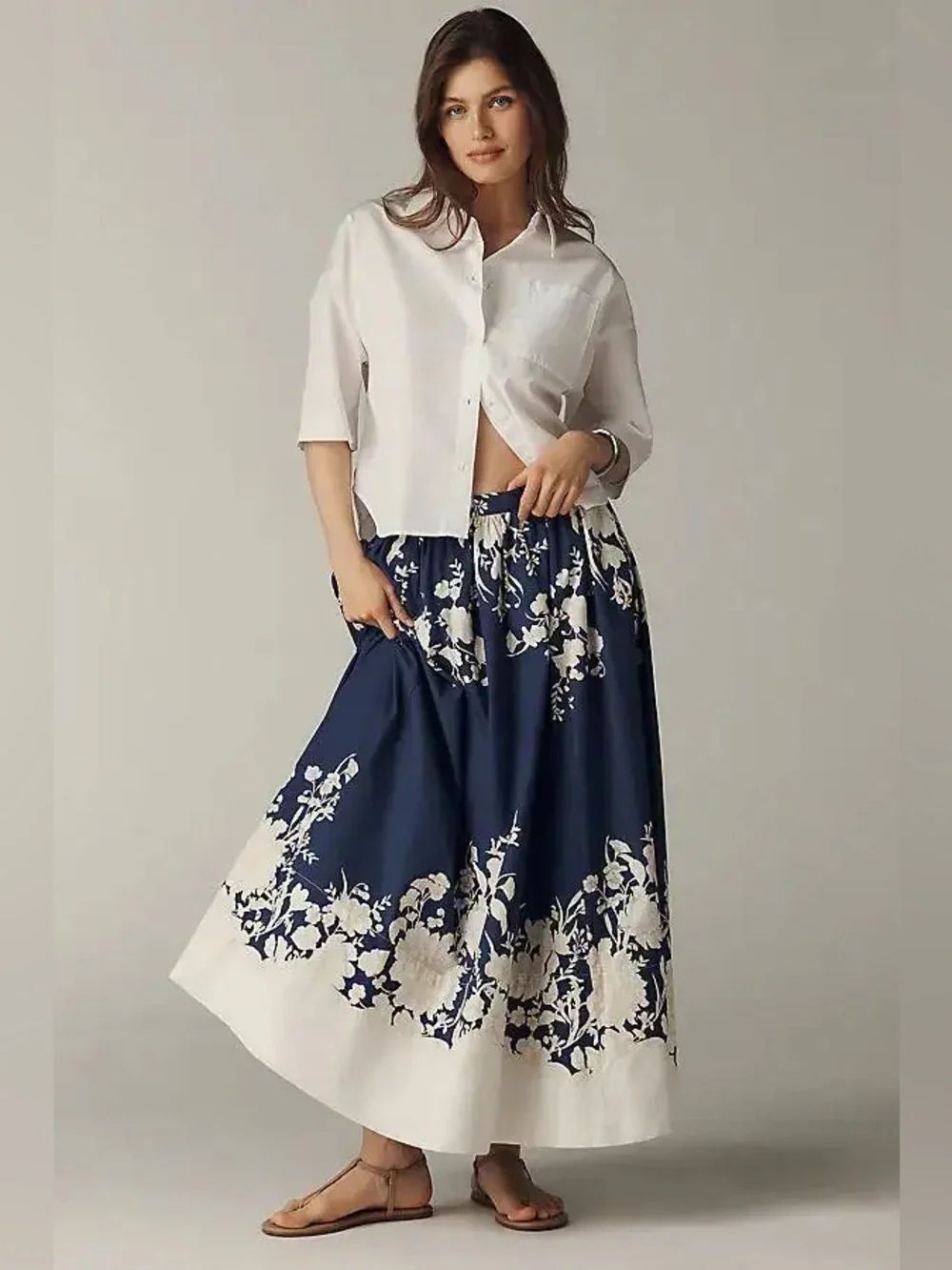Jacie Poplin Printed Maxi Skirt by Maeve Size Xs